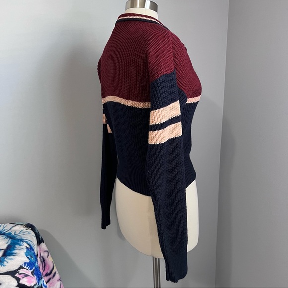 Urban Outfitters S-P Color Block Striped Henley Button Sweater - Picture 3 of 16